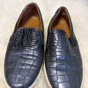 Jimmy Choo Black Croc-Embossed Slip-On Sneakers